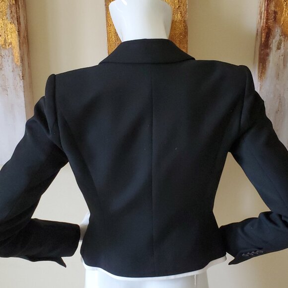BCBGMAXAZRA Black/White Trim Spencer Blazer Jacket SZ XS - Picture 4 of 10